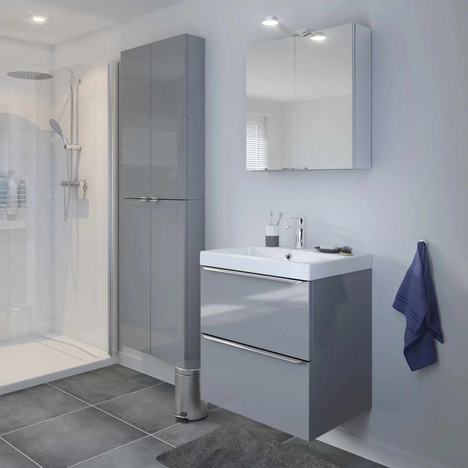 GoodHome Imandra Gloss Grey Wall Cabinet (W)600mm (H)900mm 7 GoodHome Imandra Gloss Grey Wall Cabinet (W)600mm (H)900mm - Image 5