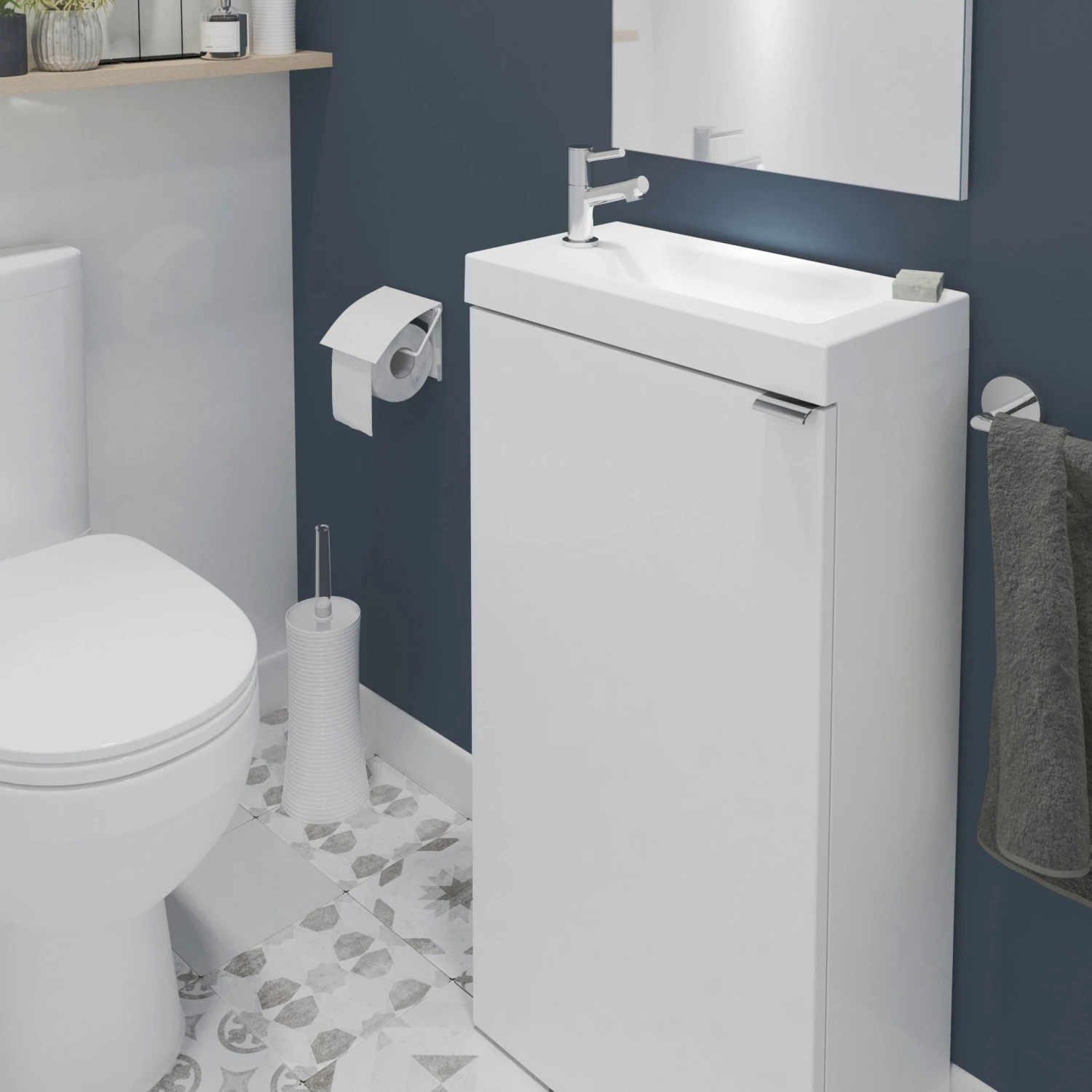 GoodHome Imandra Gloss White 1 Door Freestanding Bathroom Basin Cloakroom Unit (W)440mm (H)790mm 7 GoodHome Imandra Gloss White 1 Door Freestanding Bathroom Basin Cloakroom Unit (W)440mm (H)790mm - Image 5