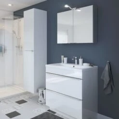 GoodHome Imandra Gloss White Deep Single Door Wall Cabinet (W)400mm (H)900mm -Trade point goodhome imandra gloss white deep single door wall cabinet w 400mm h 900mm3663602933434 04bq