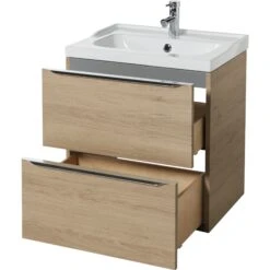 GoodHome Imandra & Lana Oak Effect Freestanding Vanity Unit & Basin Set (W)604mm -Trade point goodhome imandra lana oak effect freestanding vanity unit basin set w 604mm3663602313205 23c bq