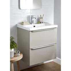 GoodHome Imandra & Lana Taupe Wall-mounted Vanity Unit & Basin Set (W)604mm 15 GoodHome Imandra & Lana Taupe Wall-mounted Vanity Unit & Basin Set (W)604mm -Trade point goodhome imandra lana taupe wall mounted vanity unit basin set w 604mm3663602313236 10i bq