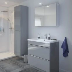 GoodHome Imandra & Mila Grey Freestanding Vanity Unit & Basin Set (W)804mm 17 GoodHome Imandra & Mila Grey Freestanding Vanity Unit & Basin Set (W)804mm -Trade point goodhome imandra mila grey freestanding vanity unit basin set w 804mm3663602312734 01i bq