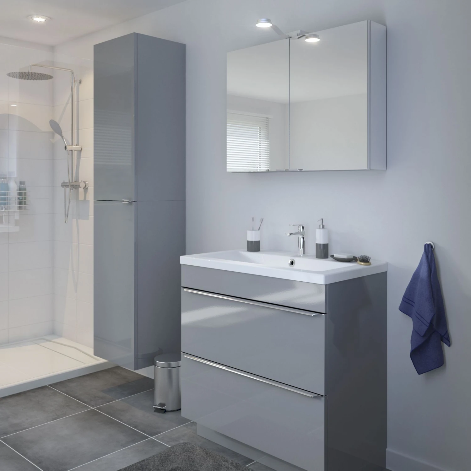 GoodHome Imandra & Mila Grey Freestanding Vanity Unit & Basin Set (W)804mm 10 GoodHome Imandra & Mila Grey Freestanding Vanity Unit & Basin Set (W)804mm - Image 8