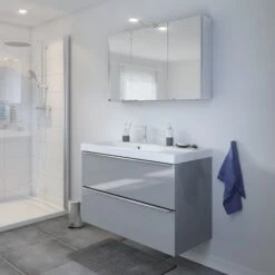 GoodHome Imandra & Mila Grey Wall-mounted Vanity Unit & Basin Set (W)1004mm 12 GoodHome Imandra & Mila Grey Wall-mounted Vanity Unit & Basin Set (W)1004mm -Trade point goodhome imandra mila grey wall mounted vanity unit basin set w 1004mm3663602312871 01i bq