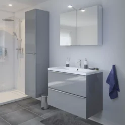 GoodHome Imandra & Mila Grey Wall-mounted Vanity Unit & Basin Set (W)804mm 18 GoodHome Imandra & Mila Grey Wall-mounted Vanity Unit & Basin Set (W)804mm -Trade point goodhome imandra mila grey wall mounted vanity unit basin set w 804mm3663602313335 01i bq