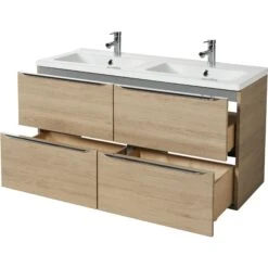 GoodHome Imandra & Mila Oak Effect Wall-mounted Vanity Unit & Basin Set (W)1204mm 12 GoodHome Imandra & Mila Oak Effect Wall-mounted Vanity Unit & Basin Set (W)1204mm -Trade point goodhome imandra mila oak effect wall mounted vanity unit basin set w 1204mm3663602313045 03c bq