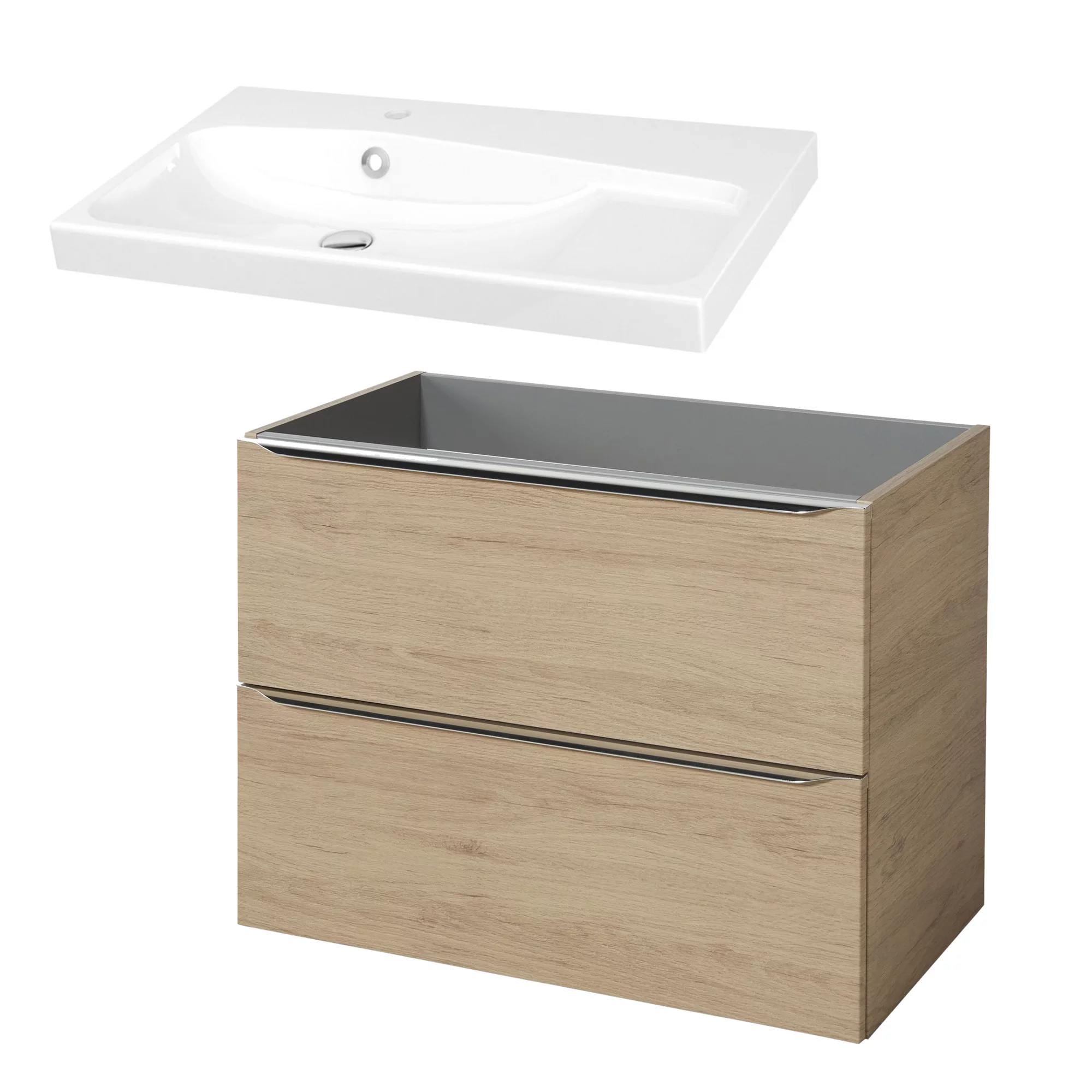 GoodHome Imandra & Mila Oak Effect Wall-mounted Vanity Unit & Basin Set (W)804mm 6 GoodHome Imandra & Mila Oak Effect Wall-mounted Vanity Unit & Basin Set (W)804mm - Image 4