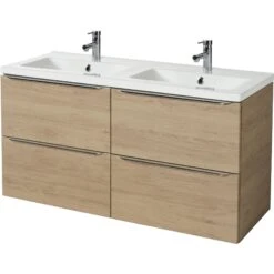 GoodHome Imandra & Nira Oak Effect Wall-mounted Vanity Unit & Basin Set (W)1204mm