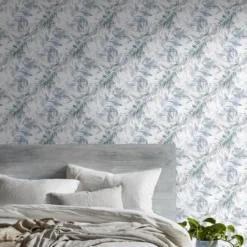 GoodHome Jarava Blue Leaves Textured Wallpaper 9 GoodHome Jarava Blue Leaves Textured Wallpaper -Trade point goodhome jarava blue leaves textured wallpaper3663602561460 01i bq