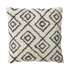 GoodHome Jaspar White Geometric Indoor Cushion (L)50cm X (W)50cm