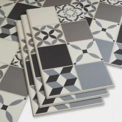 GoodHome Jazy Grey Mosaic Effect Vinyl Tile Pack Of 12