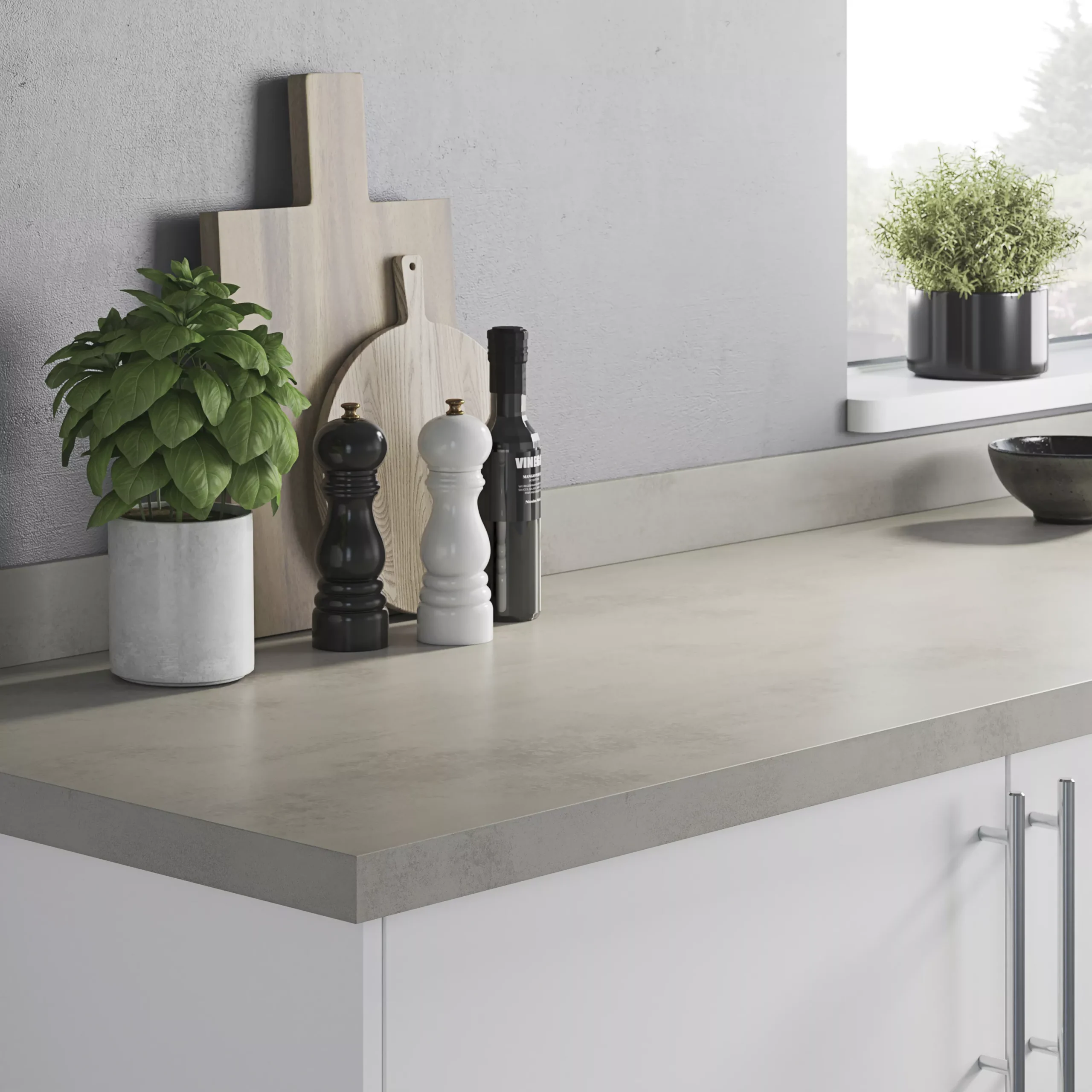 GoodHome Kala Light Grey Concrete Effect Laminate & Particle Board Upstand (L)3000mm 5 GoodHome Kala Light Grey Concrete Effect Laminate & Particle Board Upstand (L)3000mm - Image 3