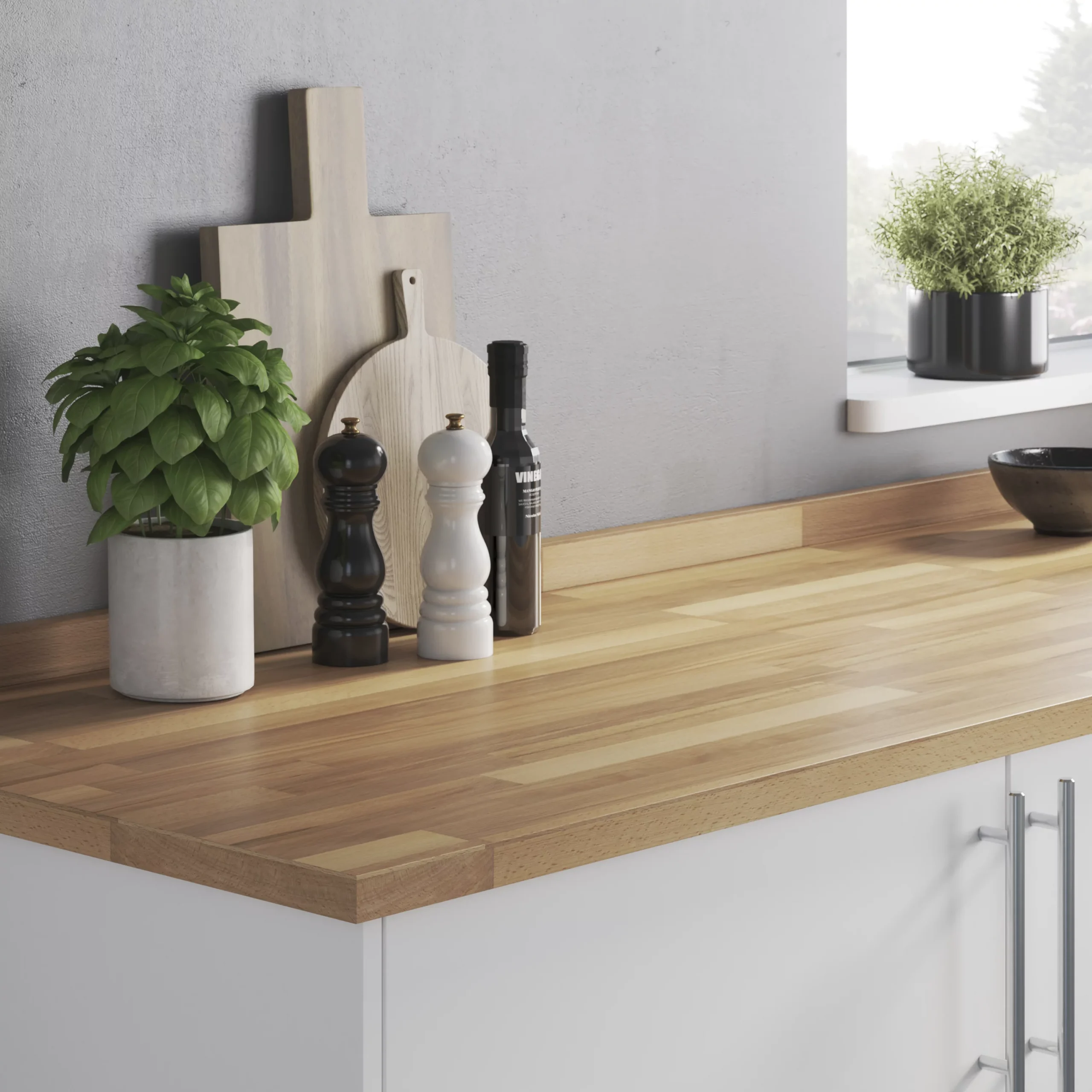 GoodHome Kava Natural Beech Effect Solid Beech Upstand (L)3000mm 5 GoodHome Kava Natural Beech Effect Solid Beech Upstand (L)3000mm - Image 3