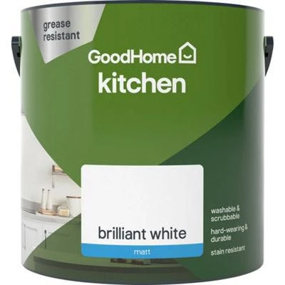 GoodHome Kitchen Brilliant White Matt Emulsion Paint, 2.5L 4 GoodHome Kitchen Brilliant White Matt Emulsion Paint, 2.5L - Image 2
