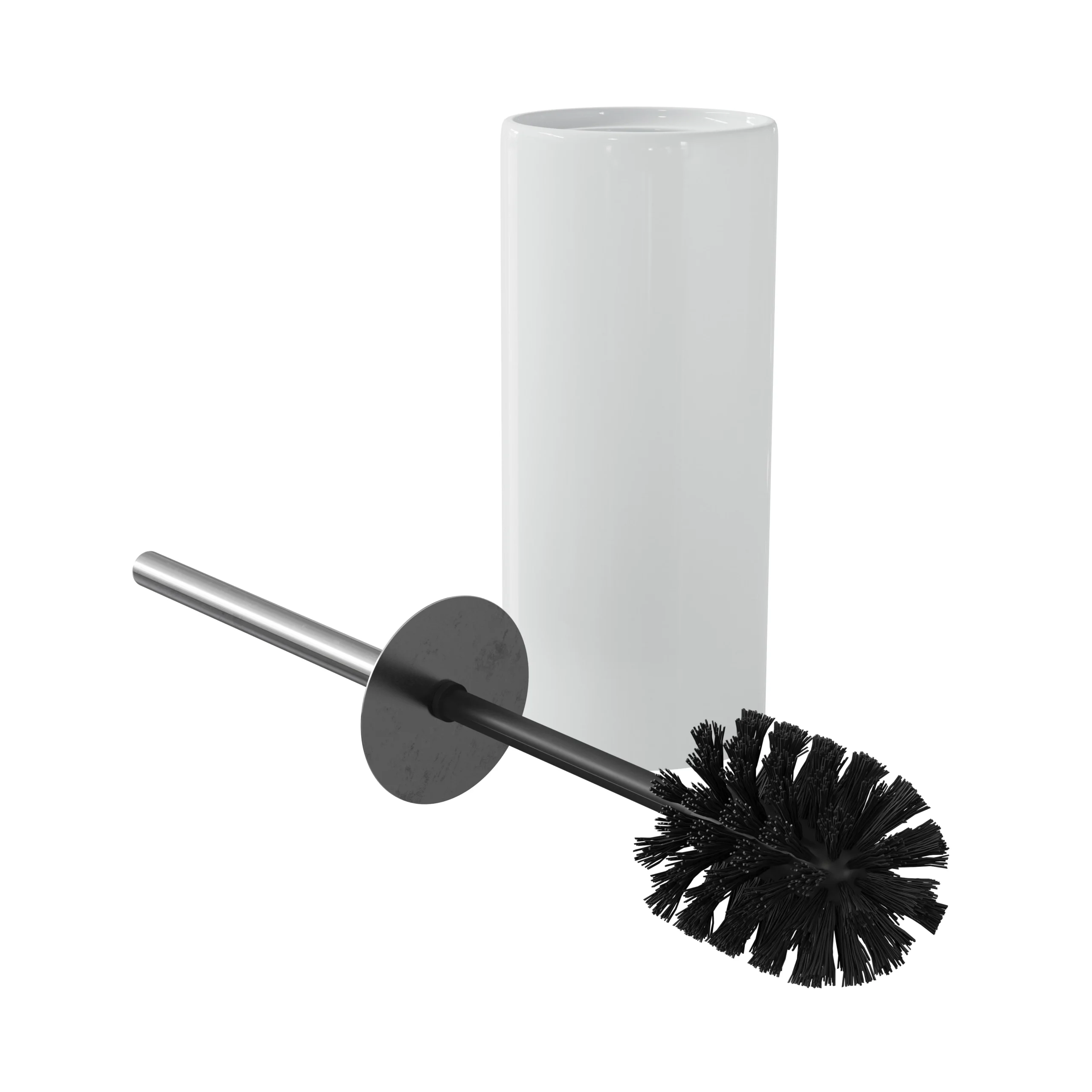 GoodHome Koros White Ceramic, Polypropylene (PP) & Stainless Steel Toilet Brush & Holder 4 GoodHome Koros White Ceramic, Polypropylene (PP) & Stainless Steel Toilet Brush & Holder - Image 2