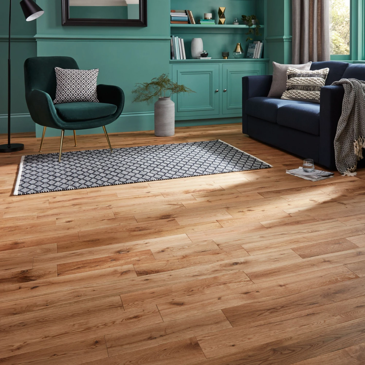 GoodHome Laholm Natural Oak Solid Wood Solid Wood Flooring, 1.01m² Pack 3 GoodHome Laholm Natural Oak Solid Wood Solid Wood Flooring, 1.01m² Pack