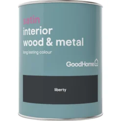 GoodHome Liberty Black Satin Metal & Wood Paint, 750ml 5 GoodHome Liberty Black Satin Metal & Wood Paint, 750ml -Trade point goodhome liberty black satin metal wood paint 750ml5036581059460 02c bq