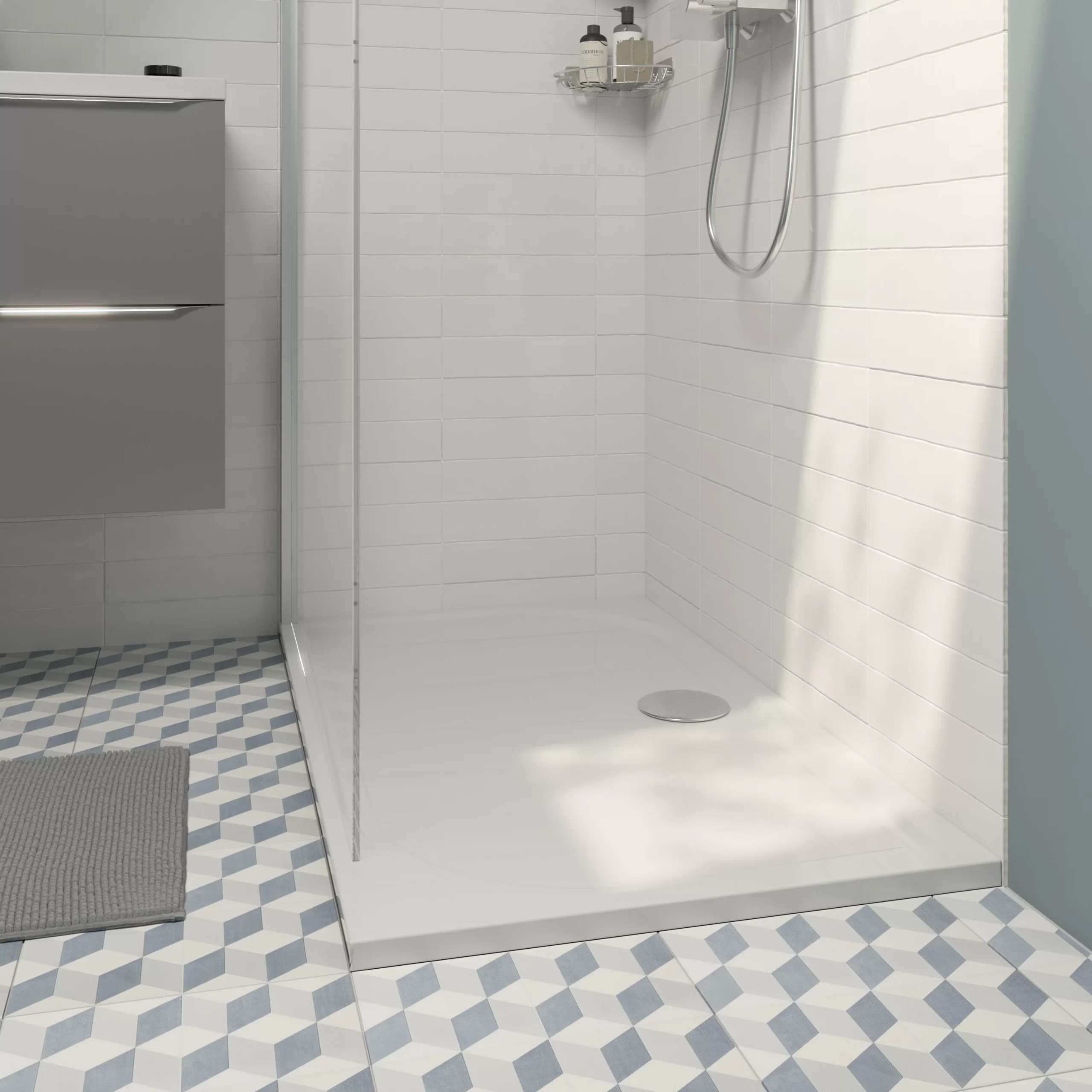 GoodHome Limski White Rectangular Shower Tray (L)160cm (W)70cm (H)2.8cm 8 GoodHome Limski White Rectangular Shower Tray (L)160cm (W)70cm (H)2.8cm - Image 6