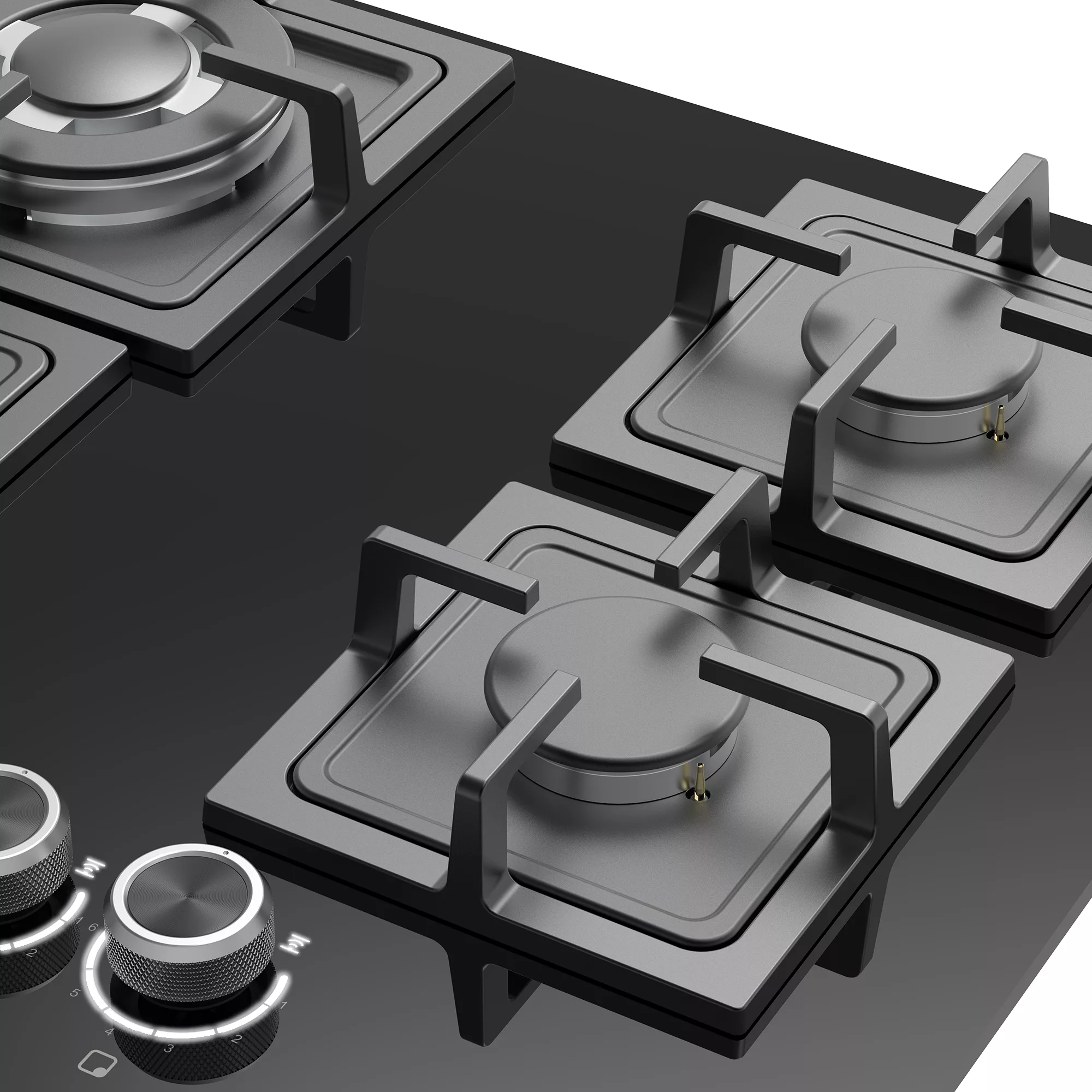 GoodHome Linksense GH60GASLK 4 Burner Black Glass & Steel Gas Hob, (W)590mm 6 GoodHome Linksense GH60GASLK 4 Burner Black Glass & Steel Gas Hob, (W)590mm - Image 4