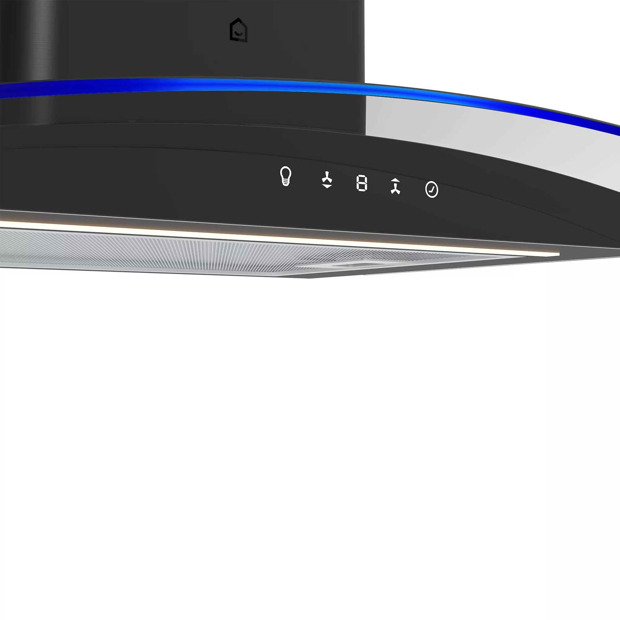 GoodHome LinkSense GHCG60LKBL Black Steel & Glass Curved Cooker Hood (W)59.8cm - Black 6 GoodHome LinkSense GHCG60LKBL Black Steel & Glass Curved Cooker Hood (W)59.8cm - Black - Image 4