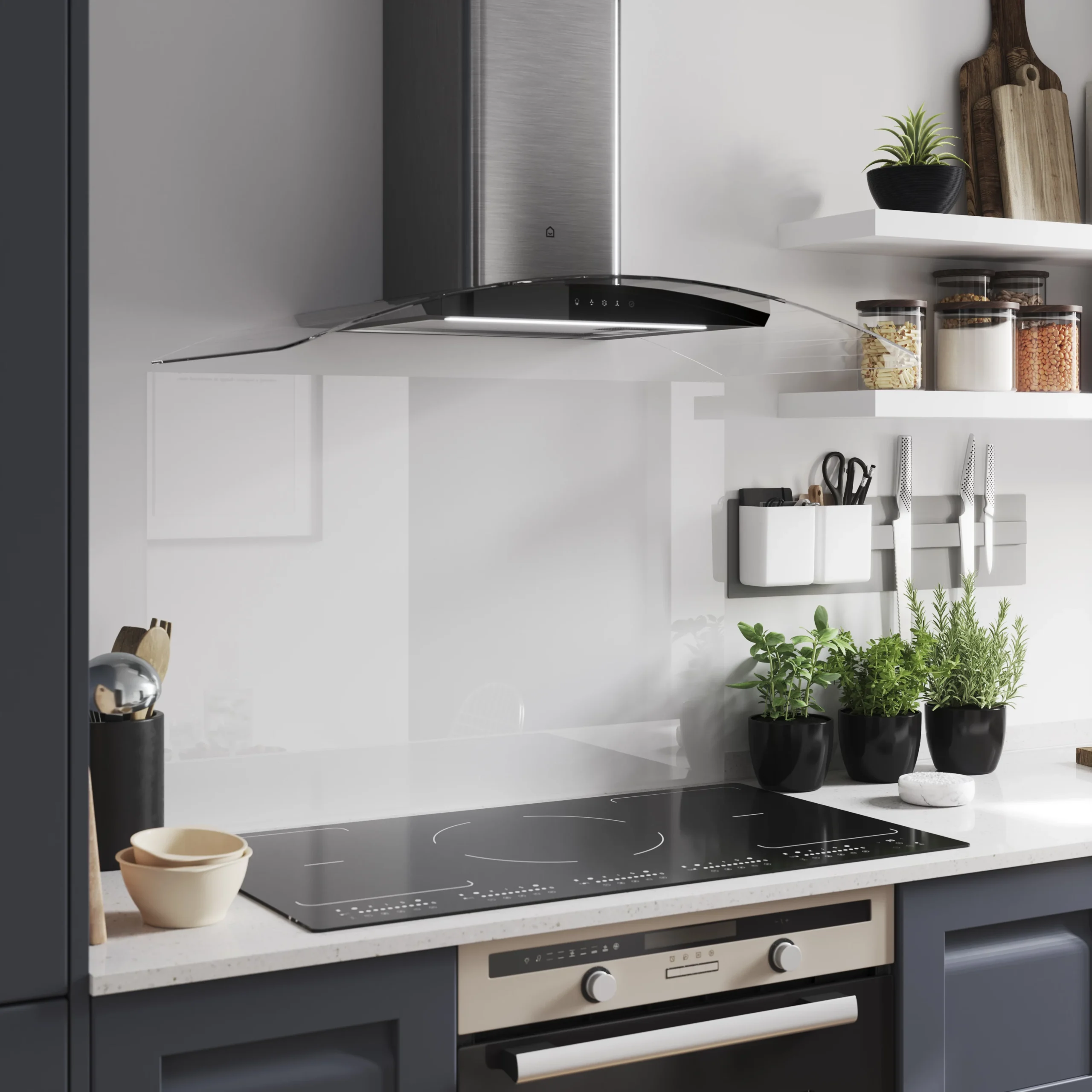 GoodHome LinkSense GHCG90LKSS Glass Curved Cooker Hood (W)89.8cm 11 GoodHome LinkSense GHCG90LKSS Glass Curved Cooker Hood (W)89.8cm - Image 9