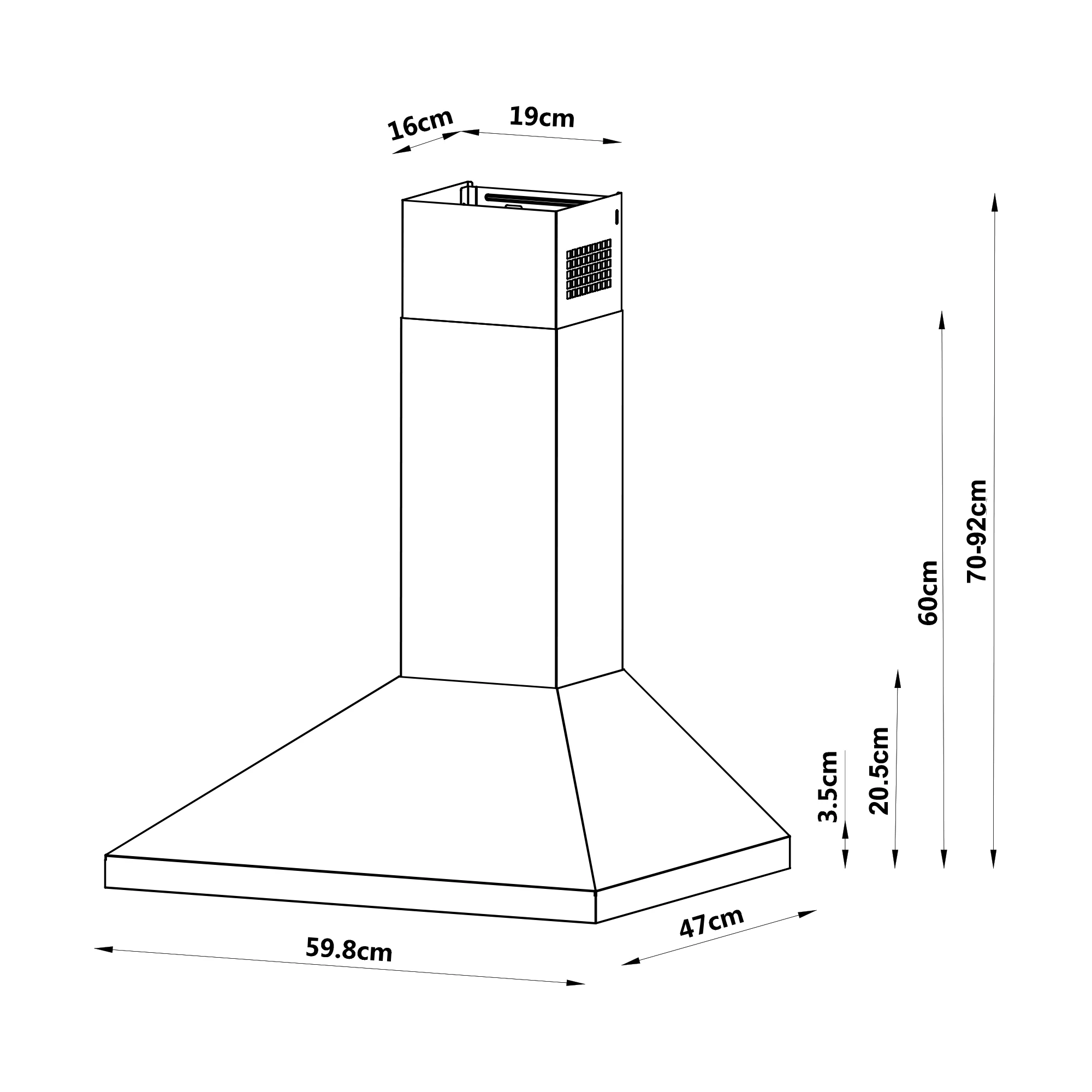 GoodHome LinkSense GHCH60LKBL Black Steel & Glass Chimney Cooker Hood (W)59.8cm - Black 10 GoodHome LinkSense GHCH60LKBL Black Steel & Glass Chimney Cooker Hood (W)59.8cm - Black - Image 8