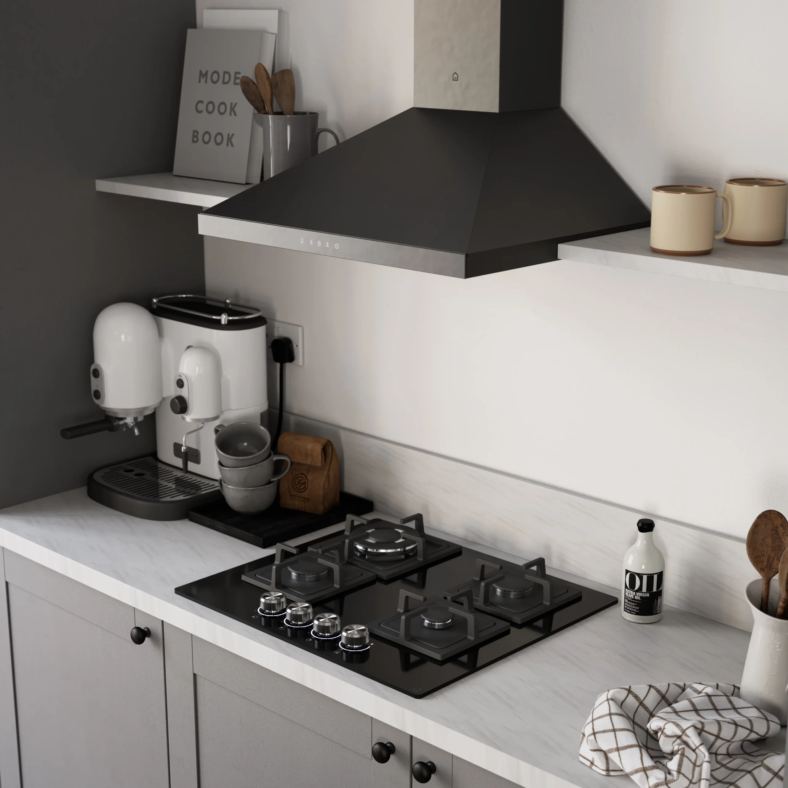 GoodHome LinkSense GHCH60LKBL Black Steel & Glass Chimney Cooker Hood (W)59.8cm - Black 12 GoodHome LinkSense GHCH60LKBL Black Steel & Glass Chimney Cooker Hood (W)59.8cm - Black - Image 10