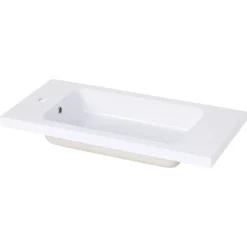 GoodHome Makonda White Oblong Counter-mounted Counter Top Basin (W)80.4cm