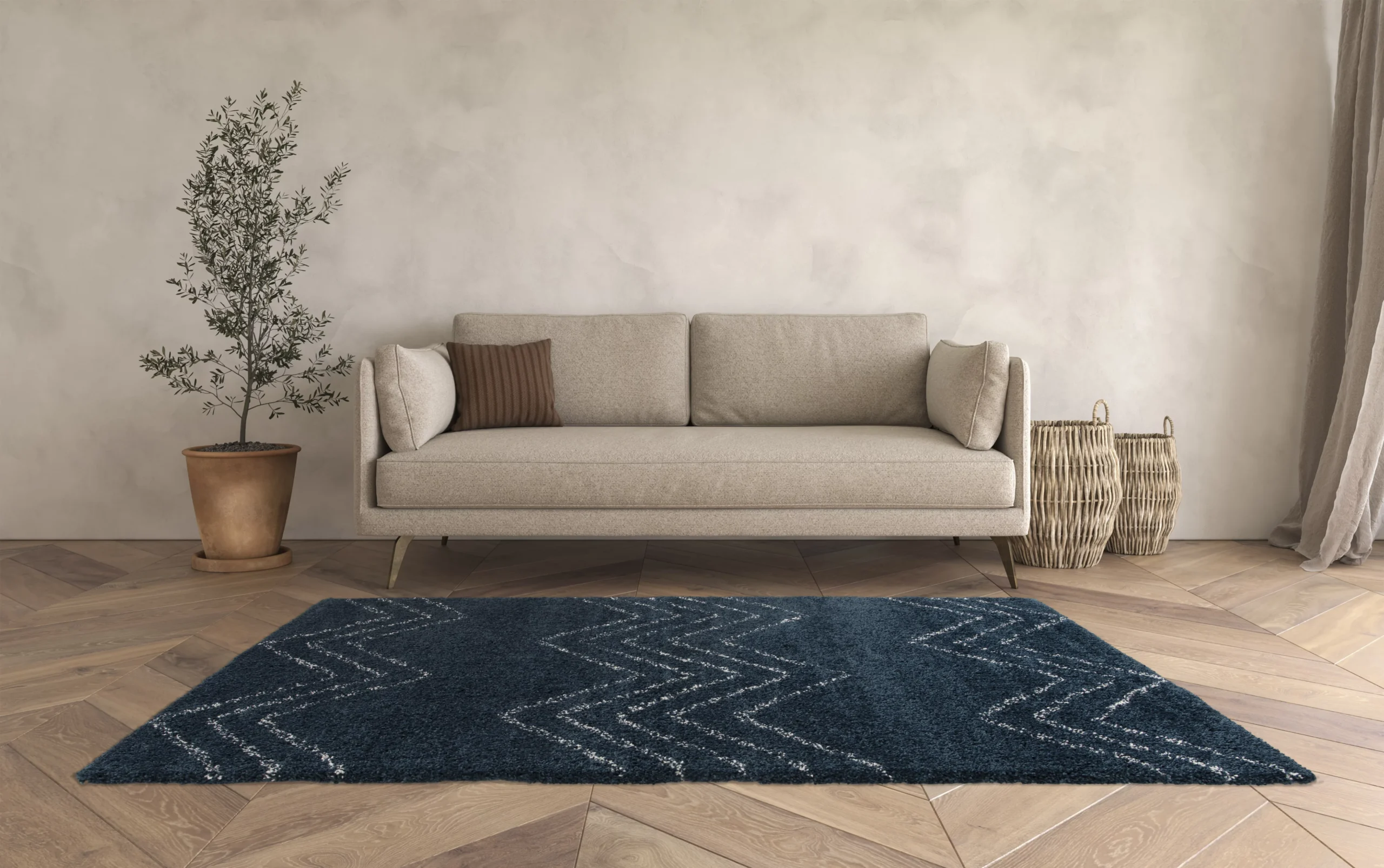 GoodHome Manzo Dark Blue Striped Rug 170cmx120cm 5 GoodHome Manzo Dark Blue Striped Rug 170cmx120cm - Image 3