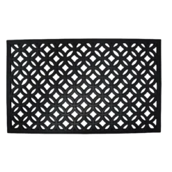 GoodHome Maurice Black Geometric Scraper Mat, 60cm X 90cm
