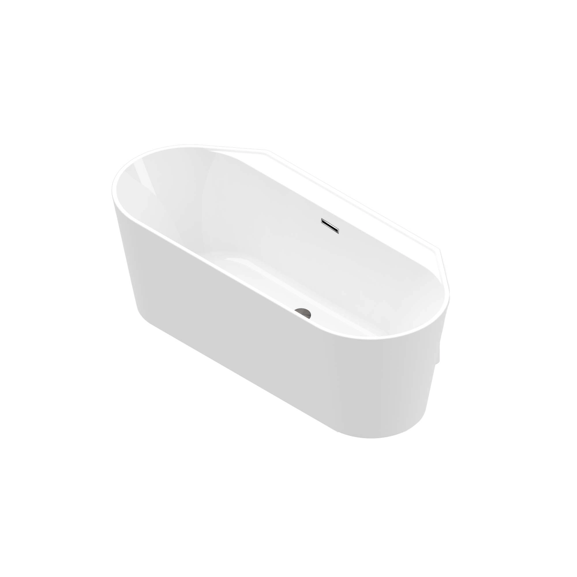 GoodHome Nakina Gloss White Acrylic Back To Wall D-shaped Double Ended Bath (L)1800mm (W)800mm 3 GoodHome Nakina Gloss White Acrylic Back To Wall D-shaped Double Ended Bath (L)1800mm (W)800mm