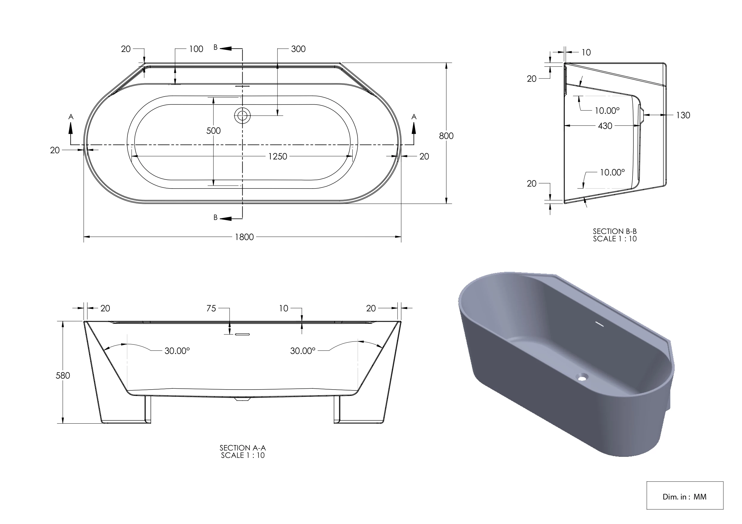 GoodHome Nakina Gloss White Acrylic Back To Wall D-shaped Double Ended Bath (L)1800mm (W)800mm 7 GoodHome Nakina Gloss White Acrylic Back To Wall D-shaped Double Ended Bath (L)1800mm (W)800mm - Image 5
