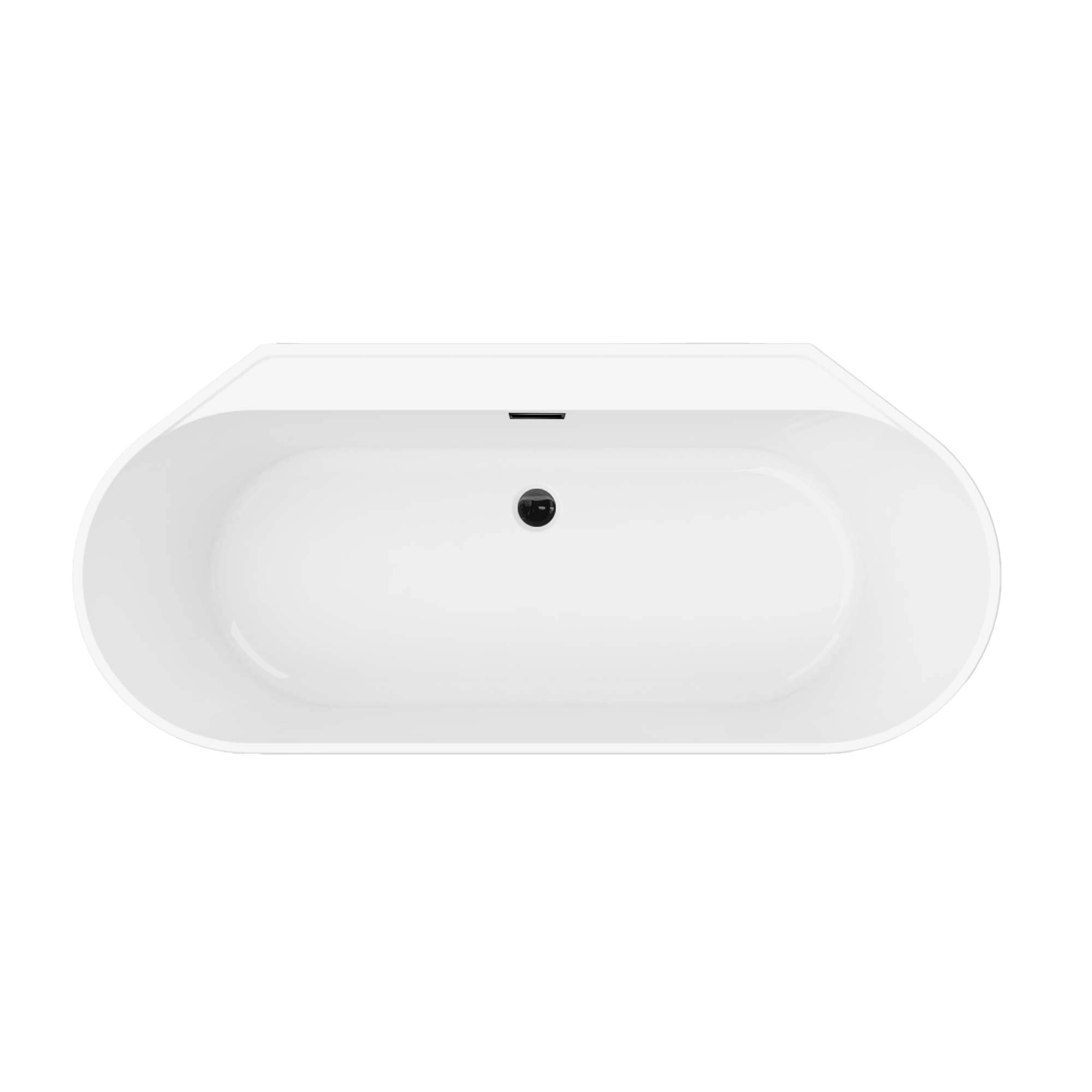 GoodHome Nakina Matt Black Acrylic Back To Wall D-shaped Double Ended Bath (L)1700mm (W)750mm 4 GoodHome Nakina Matt Black Acrylic Back To Wall D-shaped Double Ended Bath (L)1700mm (W)750mm - Image 2