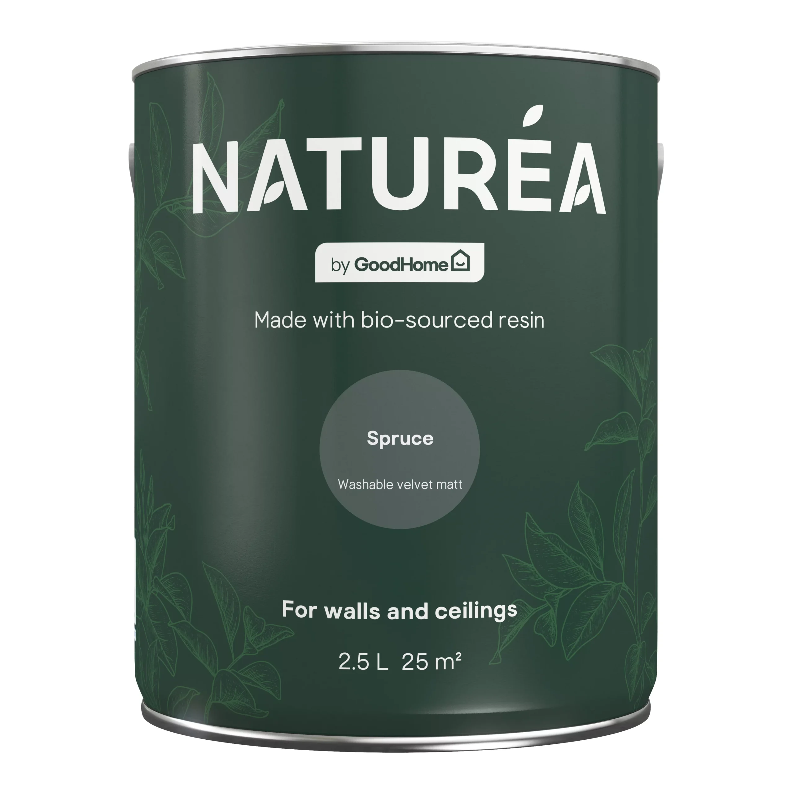 GoodHome Naturéa Spruce Velvet Matt Emulsion Paint, 2.5L 4 GoodHome Naturéa Spruce Velvet Matt Emulsion Paint, 2.5L - Image 2