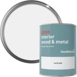 GoodHome North Pole Gloss Metal & Wood Paint, 750ml