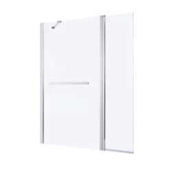 GoodHome Nubia Straight Silver Effect Frame Bath Screen, (H)150cm (W)1240mm