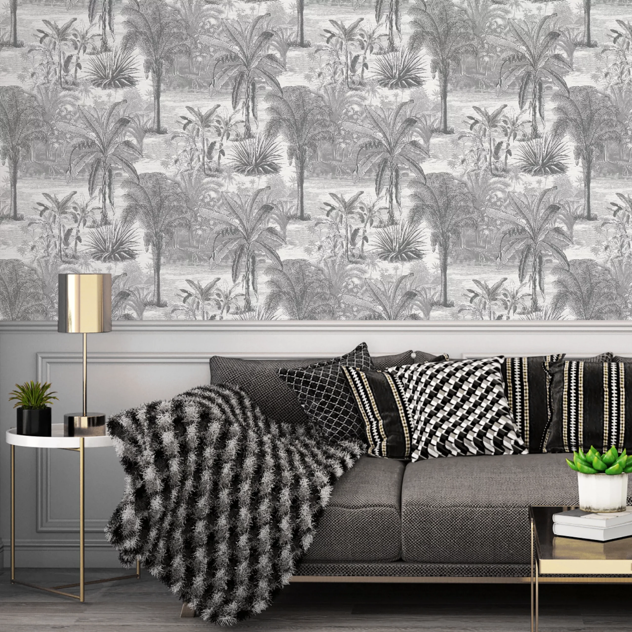 GoodHome Onyk Grey Jungle Textured Wallpaper 6 GoodHome Onyk Grey Jungle Textured Wallpaper - Image 4
