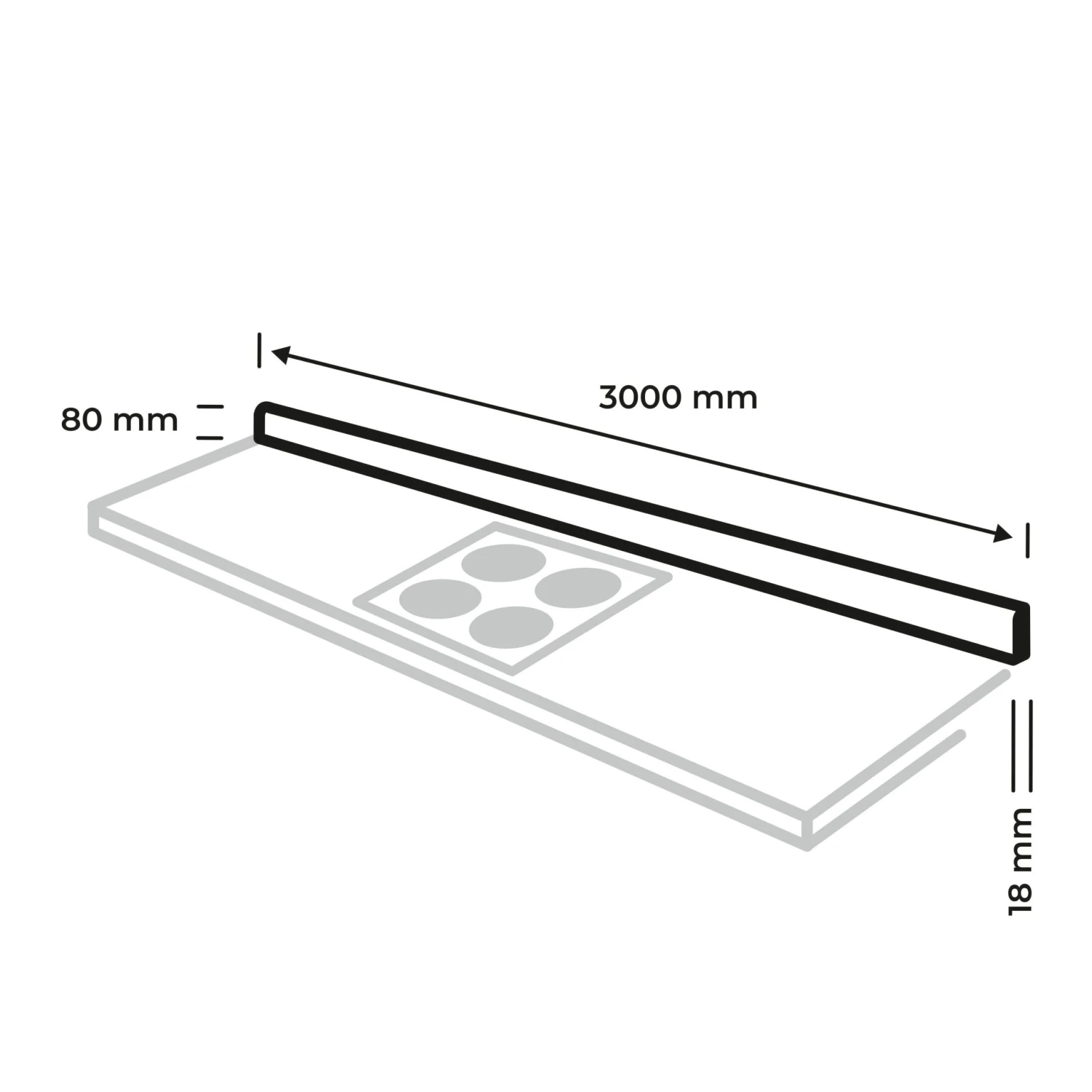 GoodHome Orin Chevron Solid Oak Upstand (L)3000mm 10 GoodHome Orin Chevron Solid Oak Upstand (L)3000mm - Image 8