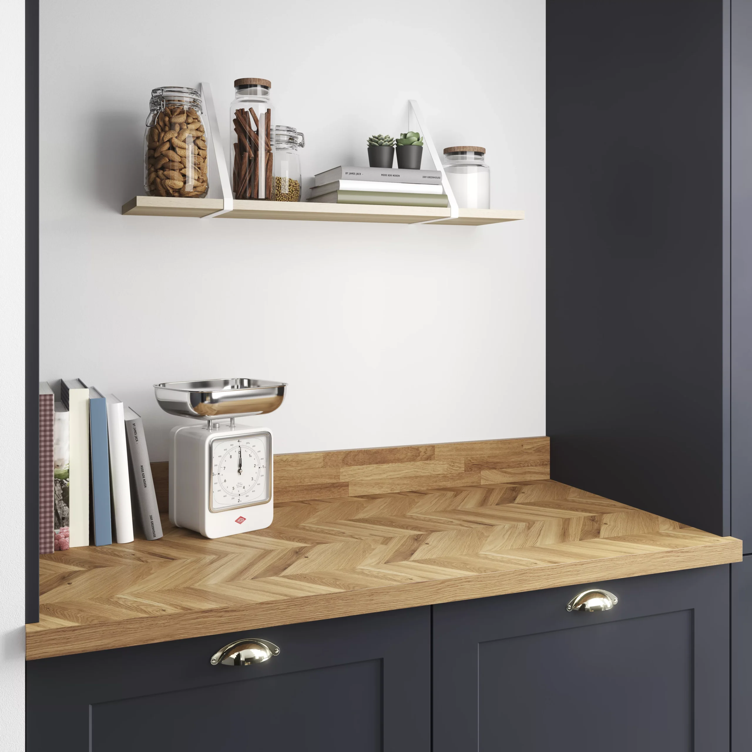 GoodHome Orin Chevron Solid Oak Upstand (L)3000mm 7 GoodHome Orin Chevron Solid Oak Upstand (L)3000mm - Image 5