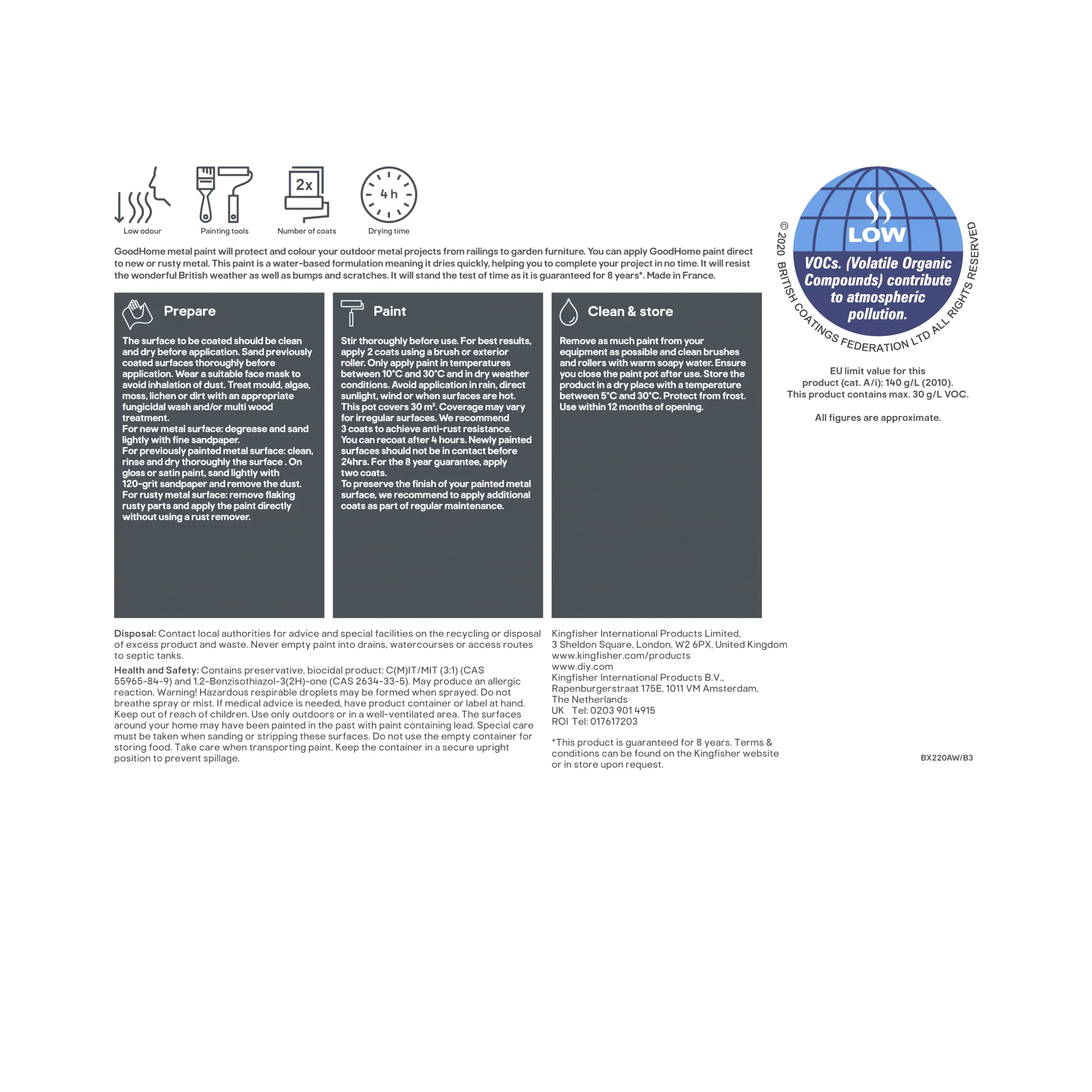 GoodHome Outdoor Black Satinwood Exterior Metal Paint, 2.5L Tin 7 GoodHome Outdoor Black Satinwood Exterior Metal Paint, 2.5L Tin - Image 5