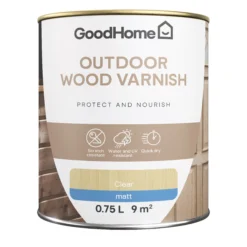 GoodHome Outdoor Clear Matt Varnish, 750ml 7 GoodHome Outdoor Clear Matt Varnish, 750ml -Trade point goodhome outdoor clear matt varnish 750ml5059340297613 02c
