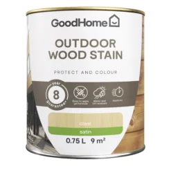GoodHome Outdoor Clear Satin Quick Dry Wood Stain, 750ml 7 GoodHome Outdoor Clear Satin Quick Dry Wood Stain, 750ml -Trade point goodhome outdoor clear satin quick dry wood stain 750ml5059340297385 02c