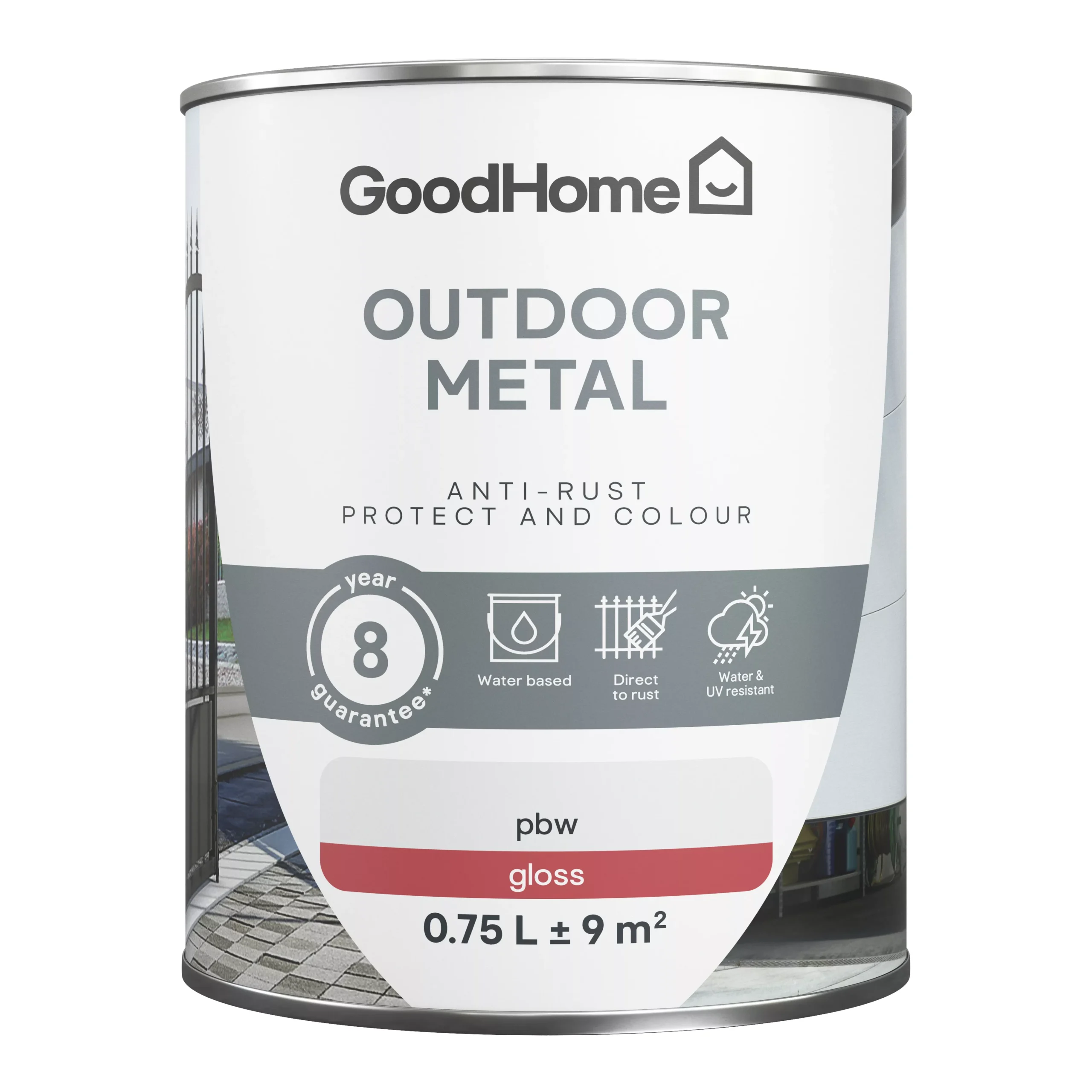 GoodHome Outdoor White Gloss Exterior Metal Paint, 750ml Tin 4 GoodHome Outdoor White Gloss Exterior Metal Paint, 750ml Tin - Image 2