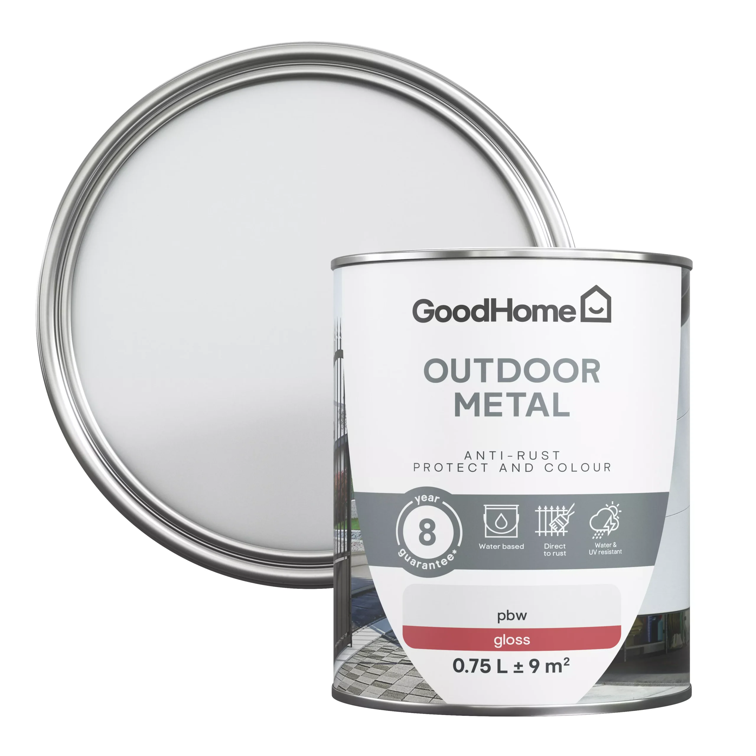GoodHome Outdoor White Gloss Exterior Metal Paint, 750ml Tin 3 GoodHome Outdoor White Gloss Exterior Metal Paint, 750ml Tin