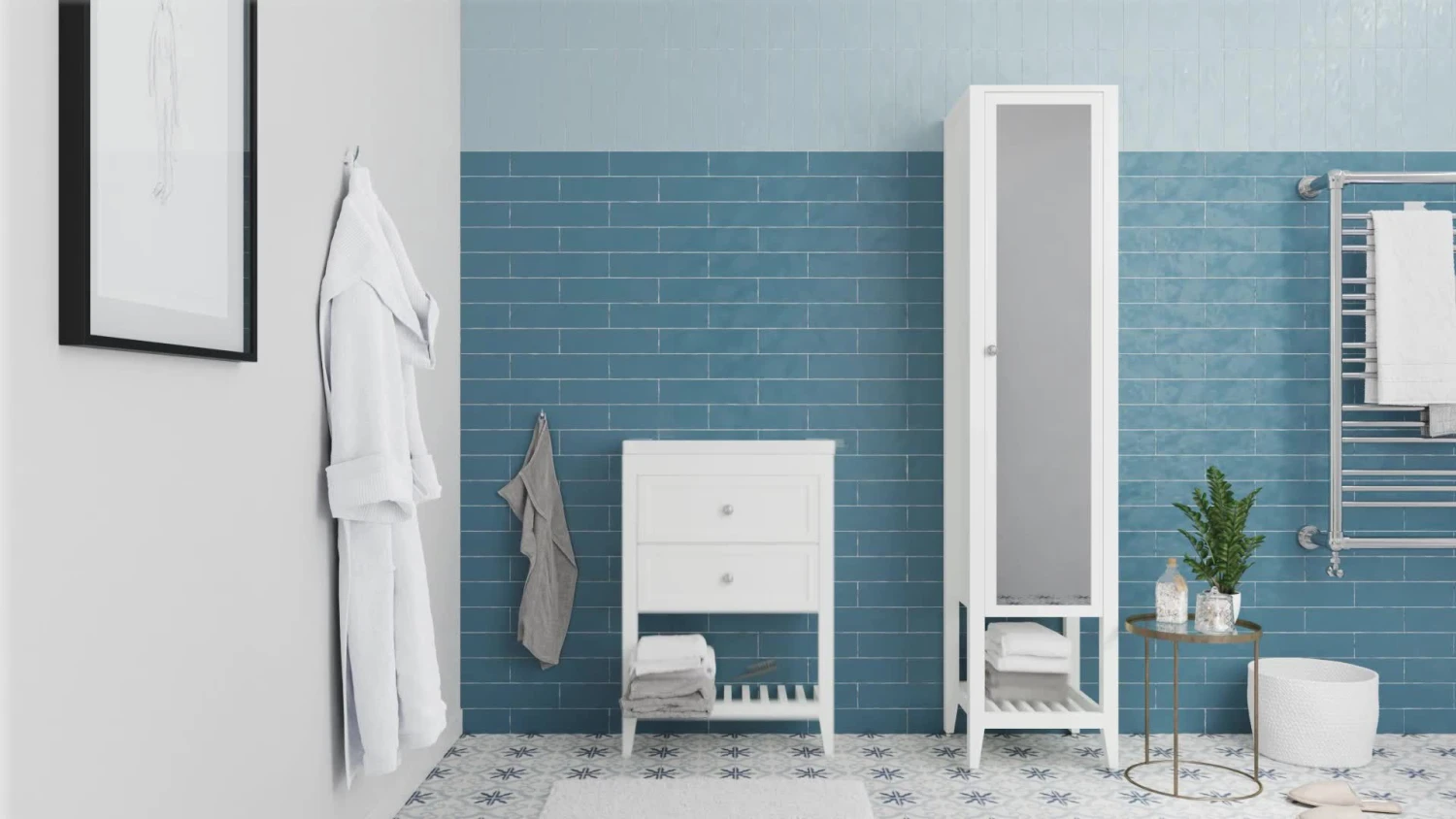 GoodHome Perma Blue Rectangular Bathroom Mirror (H)700mm (W)1000mm 4 GoodHome Perma Blue Rectangular Bathroom Mirror (H)700mm (W)1000mm - Image 2