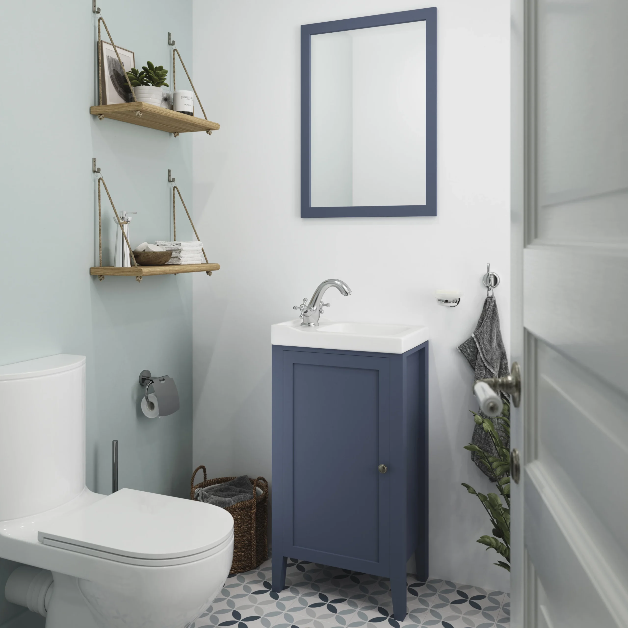 GoodHome Perma Blue Rectangular Wall-mounted Bathroom Mirror (H)700mm (W)500mm 7 GoodHome Perma Blue Rectangular Wall-mounted Bathroom Mirror (H)700mm (W)500mm - Image 5