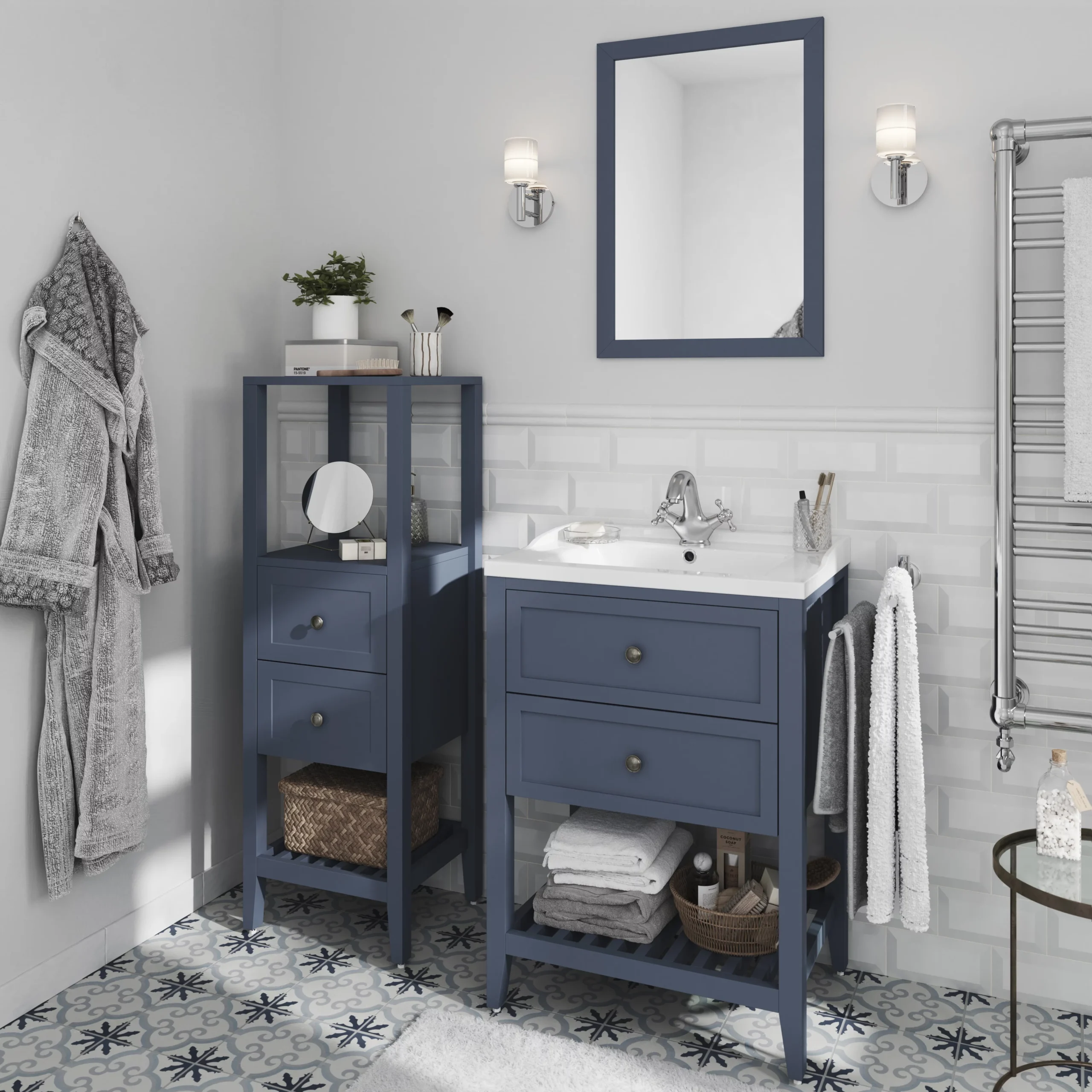 GoodHome Perma Blue Rectangular Wall-mounted Bathroom Mirror (H)700mm (W)500mm 10 GoodHome Perma Blue Rectangular Wall-mounted Bathroom Mirror (H)700mm (W)500mm - Image 8