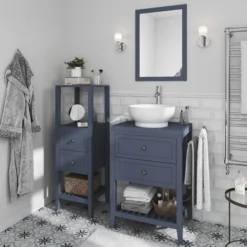 GoodHome Perma Blue Rectangular Wall-mounted Bathroom Mirror (H)700mm (W)500mm 15 GoodHome Perma Blue Rectangular Wall-mounted Bathroom Mirror (H)700mm (W)500mm -Trade point goodhome perma blue rectangular wall mounted bathroom mirror h 700mm w 500mm5059340018645 03i
