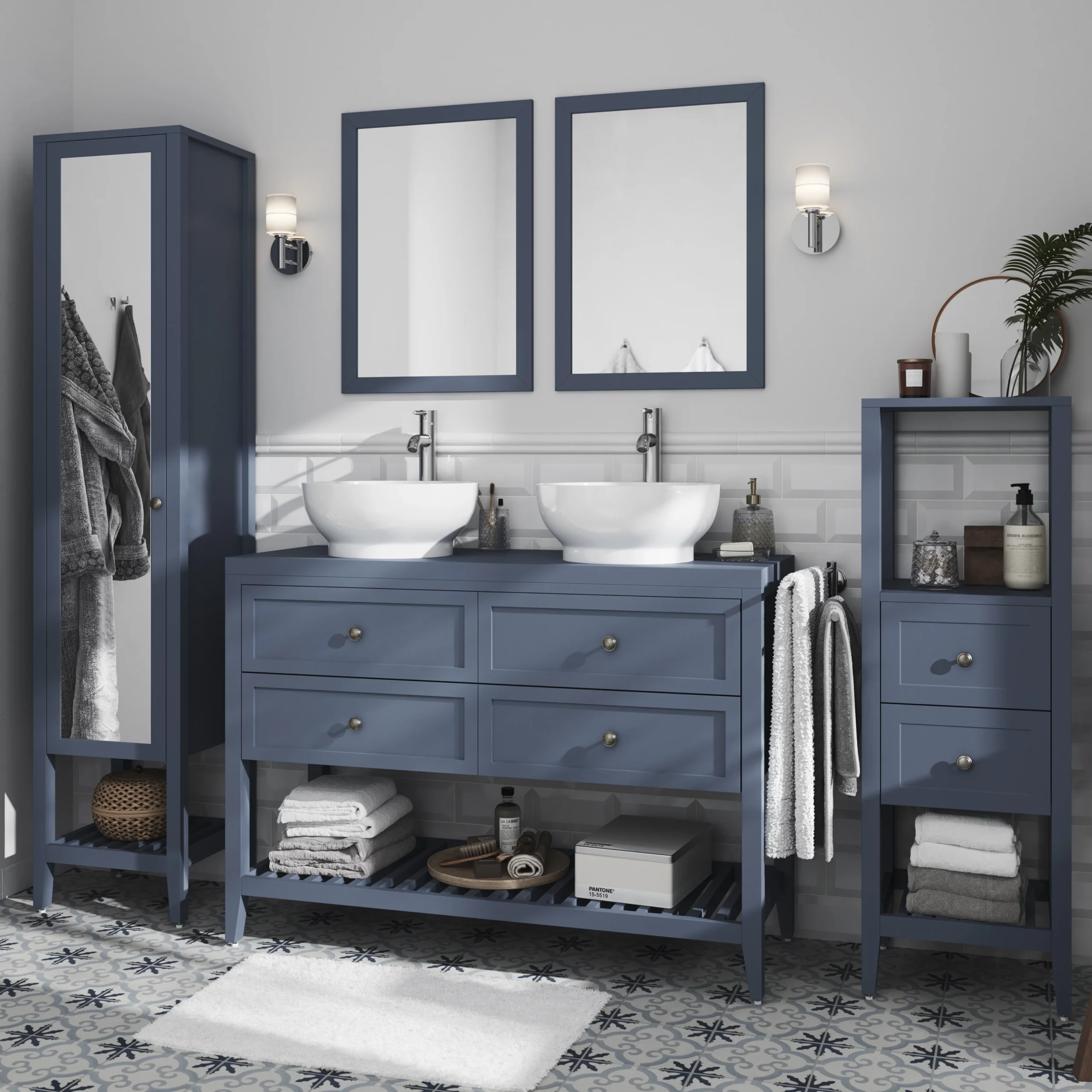 GoodHome Perma Blue Rectangular Wall-mounted Bathroom Mirror (H)700mm (W)500mm 9 GoodHome Perma Blue Rectangular Wall-mounted Bathroom Mirror (H)700mm (W)500mm - Image 7