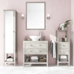 GoodHome Perma Grey Rectangular Bathroom Mirror (H)700mm (W)500mm 14 GoodHome Perma Grey Rectangular Bathroom Mirror (H)700mm (W)500mm -Trade point goodhome perma grey rectangular bathroom mirror h 700mm w 500mm5059340018201 02i